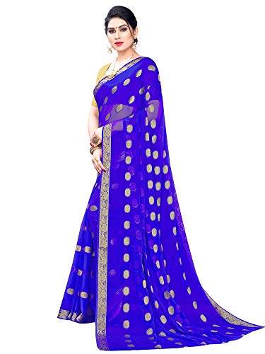 Image of AKHILAM Women's Chiffon Saree with Unstitched Blouse Piece(NZMN72)