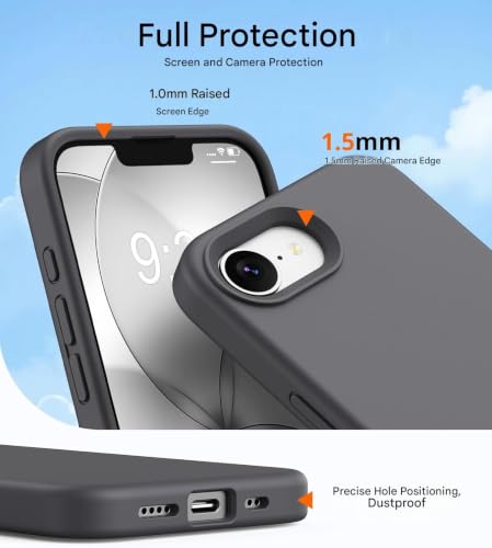 Image of DIZORO Compatible with iPhone 17e Case 6.3, Slim Liquid Silicone 3 Layers Full Covered Soft Gel Rubber Phone Cases Protective Back Cover 6.3 Inch - Dark Gray