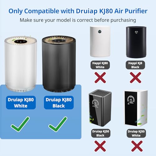 Image of KJ80 Replacement Filter Compatible with Druiap KJ80 Air Purifier, 4 Pack