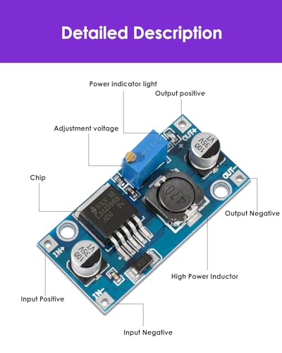 BUNTOR 6 Stücke DC-DC Buck Converter, Step Down Modul 3.2-40 V bis 1.25-35 V, Step Down Converter, Spannungsregler Einstellbar Abwärtswandler, Stabilisierte Stromversorgung für Elektronikprojekte