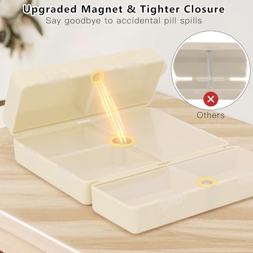 Image of FYY Travel Pill Organizer, Large Pill Box Medicine Case-2pcs Beige