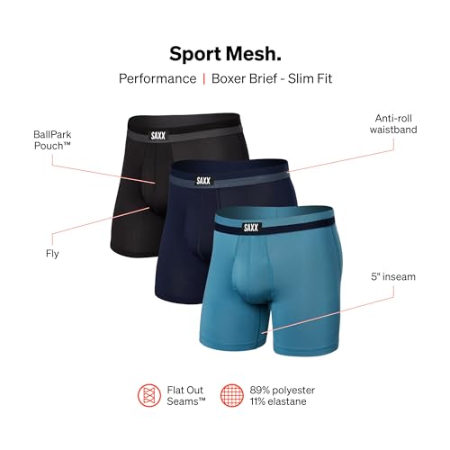 SAXX Underwear Co. Men's Underwear with Pouch Sport Mesh Boxer Brief Fly 3Pk2