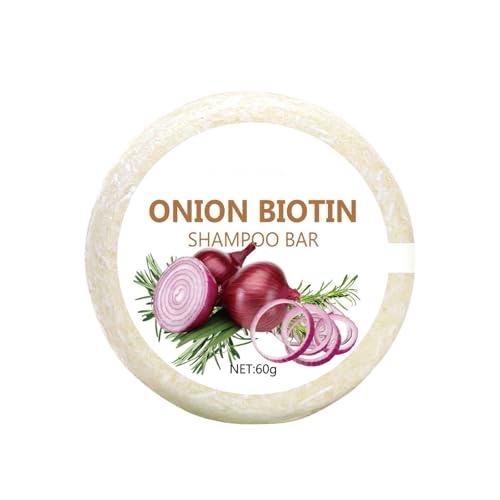 Onion Biotin Shampoo Bar, Cipolla Rosmarino Shampoo Bar per la crescita dei capelli, pulizia profonda e idratazione, uso nella doccia a casa e in viaggio, per tutti i tipi di capelli (1 pezzo)