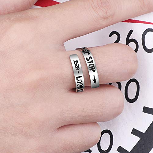 ZRAY Silver Keep Going Ring Inspirational Jewelry Stainless Steel Engraving Size Adjustable Personality Encouragement Gift for Women Teens Girls4