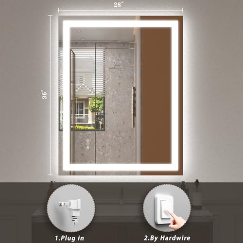 Image of 28x36 LED Mirror for Bathroom, Lighted Vanity Mirror for Wall, Dimmable, Anti-Fog, Shatter-Proof, ETL Listed (Front Lights + Backlit)