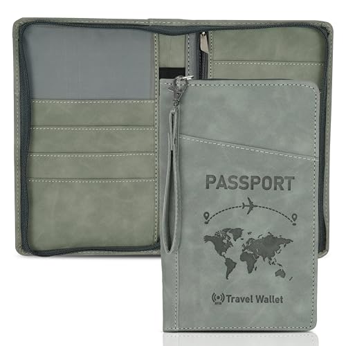 Image of Storite RFID Blocking PU Leather Travel Passport Holder, 1Pk | Cover Case, Travel Wallet, Document Organiser, Removable Hand Strap, For Men & Women
