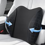 Lumbar Support Pillow for Car Seat – High-Density Memory Foam, Provides Comfort for Long Drivers, Relieves Lower Back Discomfort, Adjustable Strap Stays Put, Fits Most Cars, SUVs & Trucks (Black)