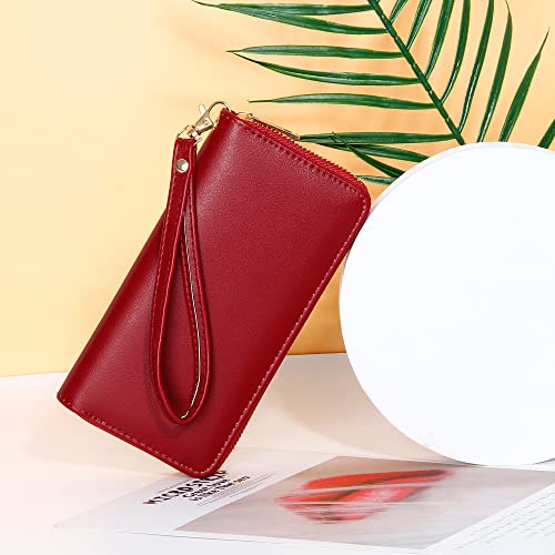 Image of VOCUS Womens Wristlet Wallet Zip Around Clutch Wallet Large RFID Blocking PU Leather Bifold with Phone Holder for Travel