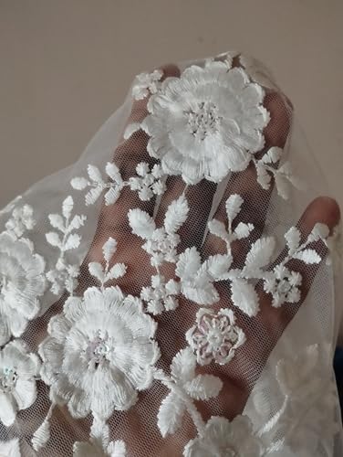 Image of White Triangle church scarf, Christian scarf, with wig clip(wig pin) 120 * 80 cm. Elegant Floral Lace Mantilla Veil, Traditional Catholic Church Head Covering