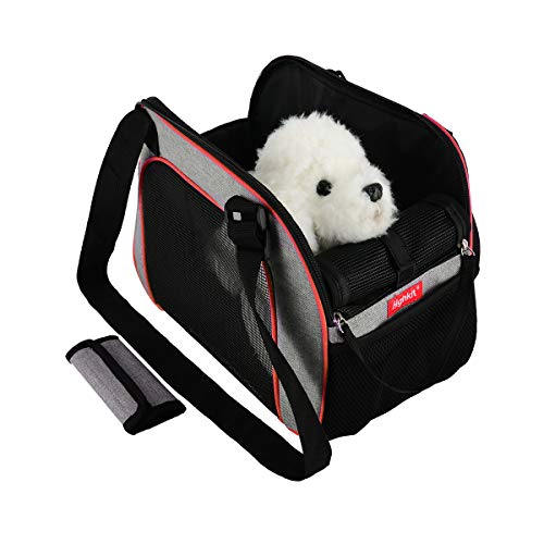 Highkit Adjustable Soft Sided Pet Carrier,Foldable Handbag/Travel Bag For Cats and Small Dogs (Red)