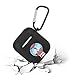 Fuguan Protective TPU Rubber Case with Carabiner, Carrying Case for AirPods 1/2 Charging Case(Black)