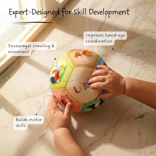 Image of Soft Fabric Ball for Babies & Toddlers (6 Months-3 Years) - Lightweight Plush Baby Ball with Cute Animal Faces | Develops Motor Skills & Sensory Play | Baby Soft Toy Gift