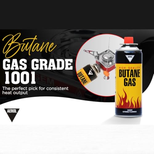 Image of Aerol Steel Butane Gas Canister 300GM for Camping Stove, Blow Torch & Portable Burner | Fuel Cartridge