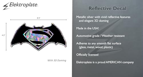 Image of Elektroplate Batman v Superman Reflective Car Decal Red Oversized 8.5 inch | Officially Licensed DC Comics - Weatherproof Automotive Grade Domed Sticker for Water Bottle, Laptop & More - Made in the USA