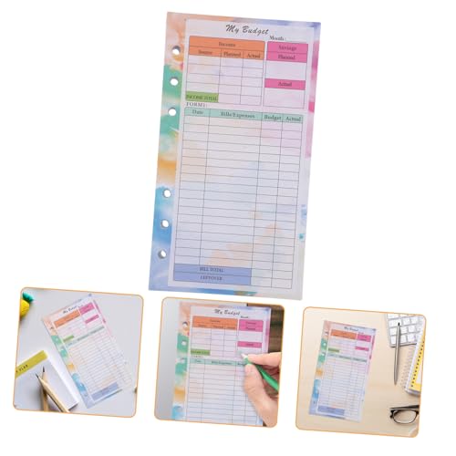 COHEALI Teiligem Buntem Monats Wochen Budgetplan Zubehör Praktische Lose Cash Notepad für Einfache Ausgaben Einnahmenübersicht Handlich für Unterwegs