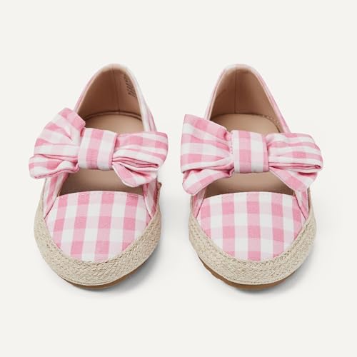 Amazon Essentials x Sofia Grainge Girls' Cotton Espadrilles with Bow, Pink Gingham, 9 Toddler - image 4