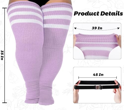Image of LOUSGUTA Plus Size Thigh High Socks for Thick Thighs- Extra Long Womens Cable Knitted Over Knee High Leg Warmer