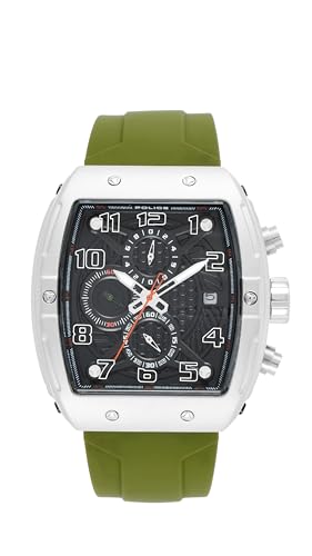Image of Police Rock Rebel Quartz Grey Tonneau Dial Men's Watch | Silicone Strap Material | Watches for Men Analog - PLPEWGO0063104