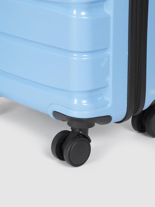 Image of Teakwood Small Size 55 CM 8 Wheels Trolley Bag, Hard Cabin with Zipper Closure, Adjustable Push Button & Cross Side Strap, TSA Lock System 360 Degree (Small, Powder Blue)