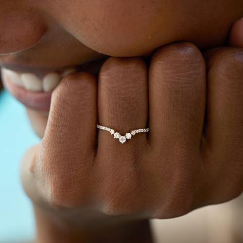 STORYJEWELLERY Ring Enhancer, Stackable Rings for Women, V Shaped Cubic Zirconia Ring, Curved Wedding Bands for Women, Engagement Rings for Women, Gifts for Her2