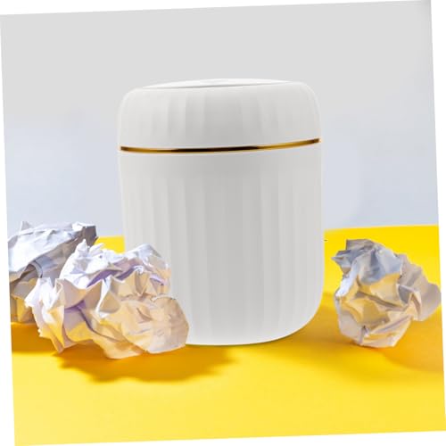 Mini caneca de basura rectangular blanca con tapa miniatura 5