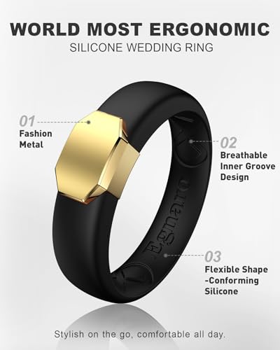 Image of Egnaro Silicone Wedding Bands Women, Inner Arc Ergonomic Breathable Design
