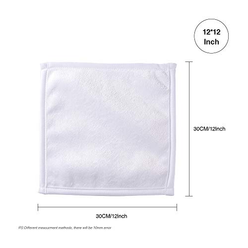 Pyd Life 12 Pack Sublimation Blanks White Towel 12 Inch Bathroom Face Hand Towel Kitchen Tea Dish Drying Cotton High Absorbent Polyester Towel For Cricut Autopress Heat Transfer Print #TOP1