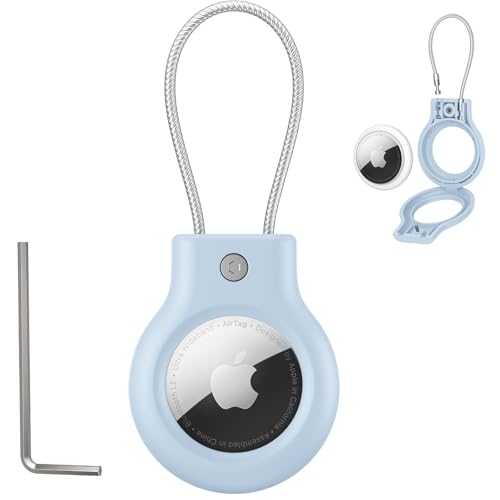 Apple AirTag Cover Secure Holder con Cavo Metallico Custodia Protettiva Portachiavi Accessorio per Chiavi Bagagli Animali Domestici Case durevole con Blocco Chiave Allen Sistema