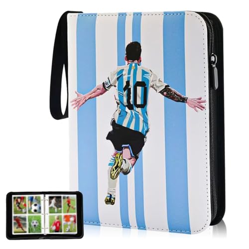 Image of PATPAT 400 Pockets Soccer Card Binder Autographed Cards Storage Bag Waterproof PU Zipper Card Holder Multi Purpose Card Organizer Bag for Game Cards, Collectible Cards, Basketball Cards