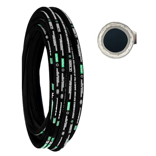 Haichy Smooth Hydraulic Hose, Rubber Hydraulic Hoses with 2 High-Tensile Steel Wire Braid, 3/4 in x 50 ft, 3118 PSI Max, Hydraulic Oil Flexible Hose
