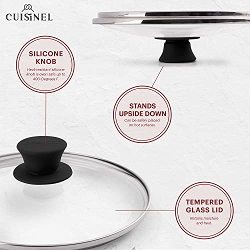 Image of Cast Iron Skillet with Glass Lid - 8 inch-Inch Dual Handle Frying Pan + Pan Scraper + Silicone Handle Holder Covers - Pre-Seasoned Oven, Grill, Stovetop, Fire, Induction Safe Cookware - Indoor /Outdoor Use