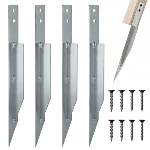 Bodenanker für Schaukel Outdoor, 4 Stück Einschlagbodenhülse Erdspieße Metall für holzpfosten, Fixierung Spielhaus Spielturm Einschlaghülsen