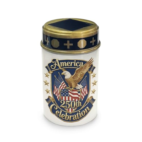 Image of Poceacles Fourth of July Eagle America 250th Pattern Solar Lights Outdoor Grave Candle for Cemetery Decoration Solar Outdoor Lights for United States 250th Anniversary Decor, Pack of 4