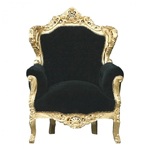Casa Padrino Barock Sessel King Schwarz/Gold - Antik Stil Sessel Barockmöbel Barocksessel