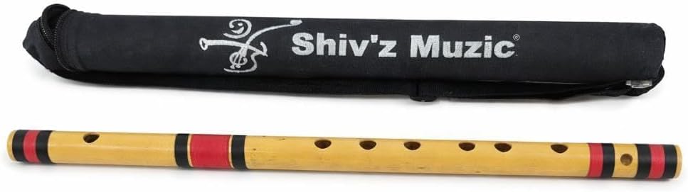 Shiv'z Muzic Flute, C Sharp medium, BUDGET Bansuri, RIGHT HAND 18.5 inches (with Written Manual & Bag)