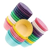 HOLIDYOYO 800 Stück Fettdichte Papier Cupcake Förmchen Kleine Muffinförmchen mit Verstärktem Boden Mehrfarbiges Backzubehör für Geburtstag Halloween und Feiern
