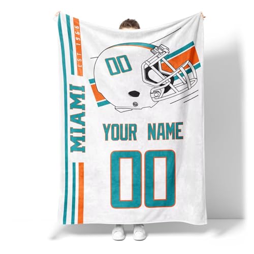 Image of Miami Throw Blanket Custom Name and Number Personalized Gifts for Men and Women