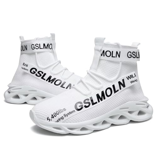 Image of Jakcuz Men's High Top Sneakers Plus Size Breathable Gym Athletic Running Walking Tennis Comfortable Fashion Platform Shoes
