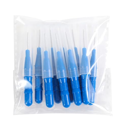 Lot de 10 brosses interdentaires bleues, cure-dents, brosse d'hygiène bucco-dentaire, nettoyeur de dents, bâton de fil dentaire, outil de nettoyage des dents