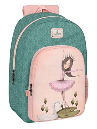 MIRABELLE-SANTORO - Mochila Escolar, Adaptable a Carro, Ideal para Niños de Diferentes Edades, Cómoda y Versátil, Calidad y Resistencia, Color Gris/rosa