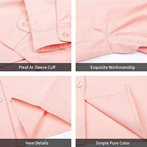 Image of LittleSpring Girls Long Sleeve Uniform Shirts Peter Pan Collar Poplin Blouse