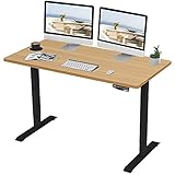 Flexispot EN1 Electric Stand Up Desk with Desktop 55 x 28 Inches Whole-Piece Desk Ergonomic Memory Controller Standing Desk Height Adjustable Primo(Black Frame + 55' Maple Top)