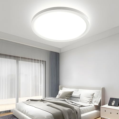 OTREN Deckenlampe LED Rund Deckenleuchte: LED Deckenleuchte Flach - Badezimmer Decke Lampe für Wohnzimmer Schlafzimmer Flur Küche 4000K 23CM Effizienz G