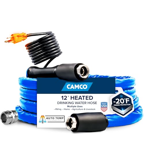 Camco 12-Ft Heated Water Hose for RV - Water Line Freeze Protection...