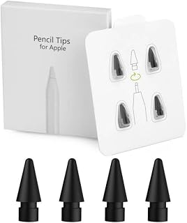 Tips for Apple Pencil,Stylus Tips,Pencil Tips for iPad,Replacement Pen Nibs Compatible with iPad Air Mini Pro Apple Pencil 1st & 2nd Generation - 4 Packs (Black)