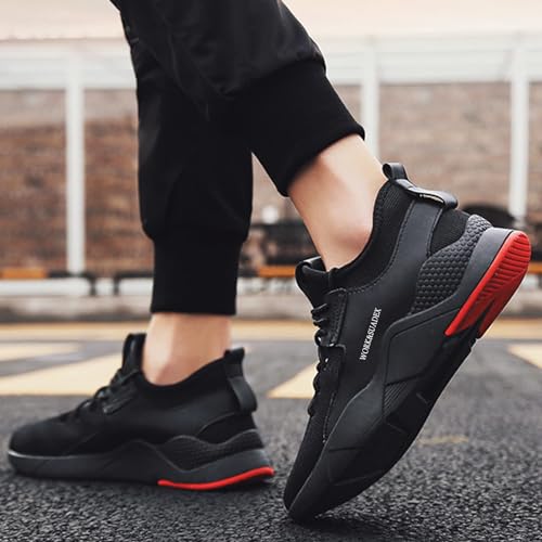 Foto von SUADEX Arbeitsschuhe Sicherheitsschuhe Herren Damen Leicht Atmungsaktiv Stahlkappenschuhe Unisex Sneaker mit Stahlkappe (02-Schwarz 43EU)