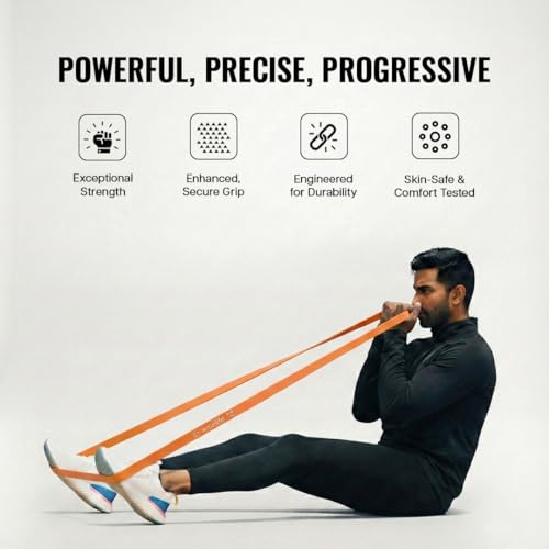 Image of WiseLife Resistance Power Band, Pull Up Bands, Pull Up Assistance Bands, Workout Bands, Exercise Bands, Resistance Bands for Legs, Working Out,Muscle Training,Pull Up Assist Upto 60 Kg (Orange)