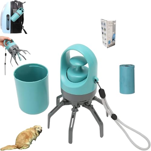 Portable Pet Pooper Scooper Portable Pooper Scooper for Dogs Portable Poop Scooper with Bags Pooper Scoopers with Bag Attachment with 15/60/120 PCS Bag Attachment. (15PCS Bags)