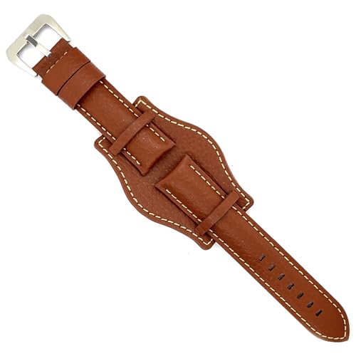Correas Reloj cuero grabado bisonte tipo Bund compatible con Fossil CH2592 CH2564 CH2565 CH2891CH3051 18mm 20mm 22mm 24mm Rf 386 marrón 18mm