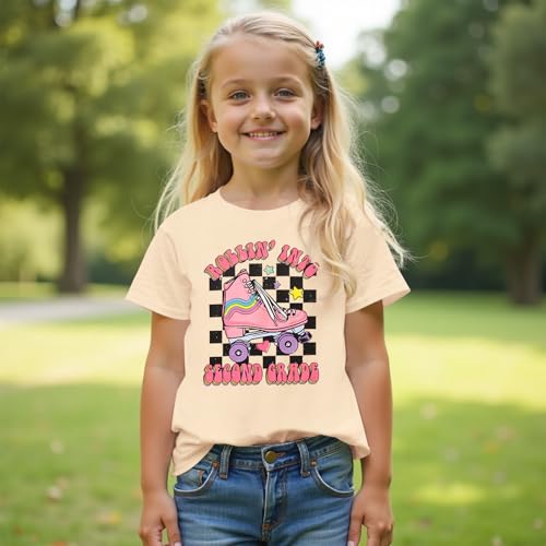 Image of First Day of School Outfit for Girl Rollin Into First Second Third Grade Shirt 1st 2nd 3rd Back to School T-Shirt Top